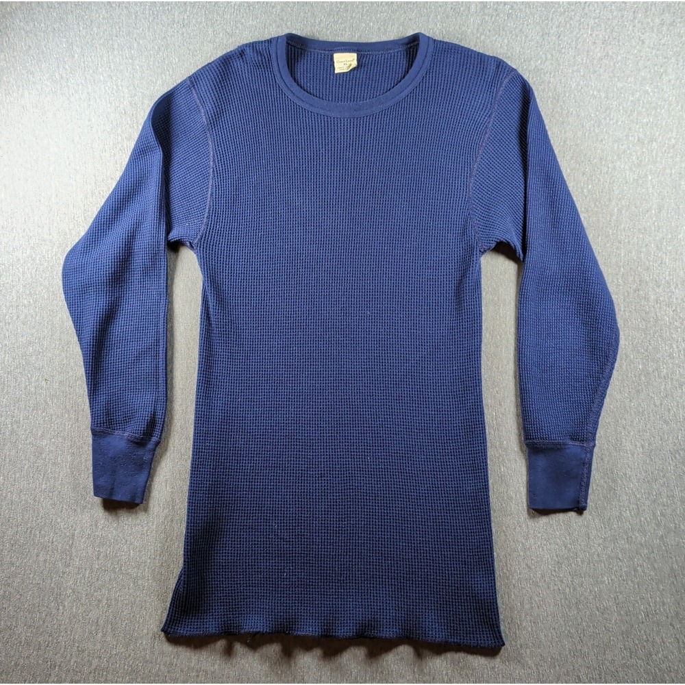 VTG Great Land Thermal Cotton Waffle Knit Blue Long Sleeve 90s USA Made Gorpcore